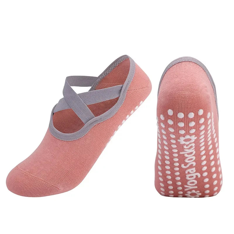 1Pair Professional Women Yoga Socks Silicone Anti-Slip Ballet Pilates Socks Women Backless Breathable Bandage Dance Sports Socks